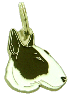 BULL TERRIER BIANCO BRINDLE <br> (medagliette per cani, L’incisione è inclusa nel prezzo)